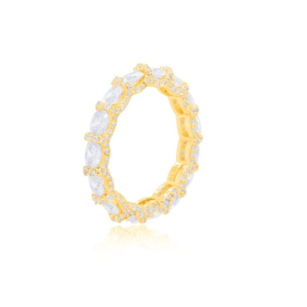 Sterling Silver Round Eternity Ring Band Iced Out